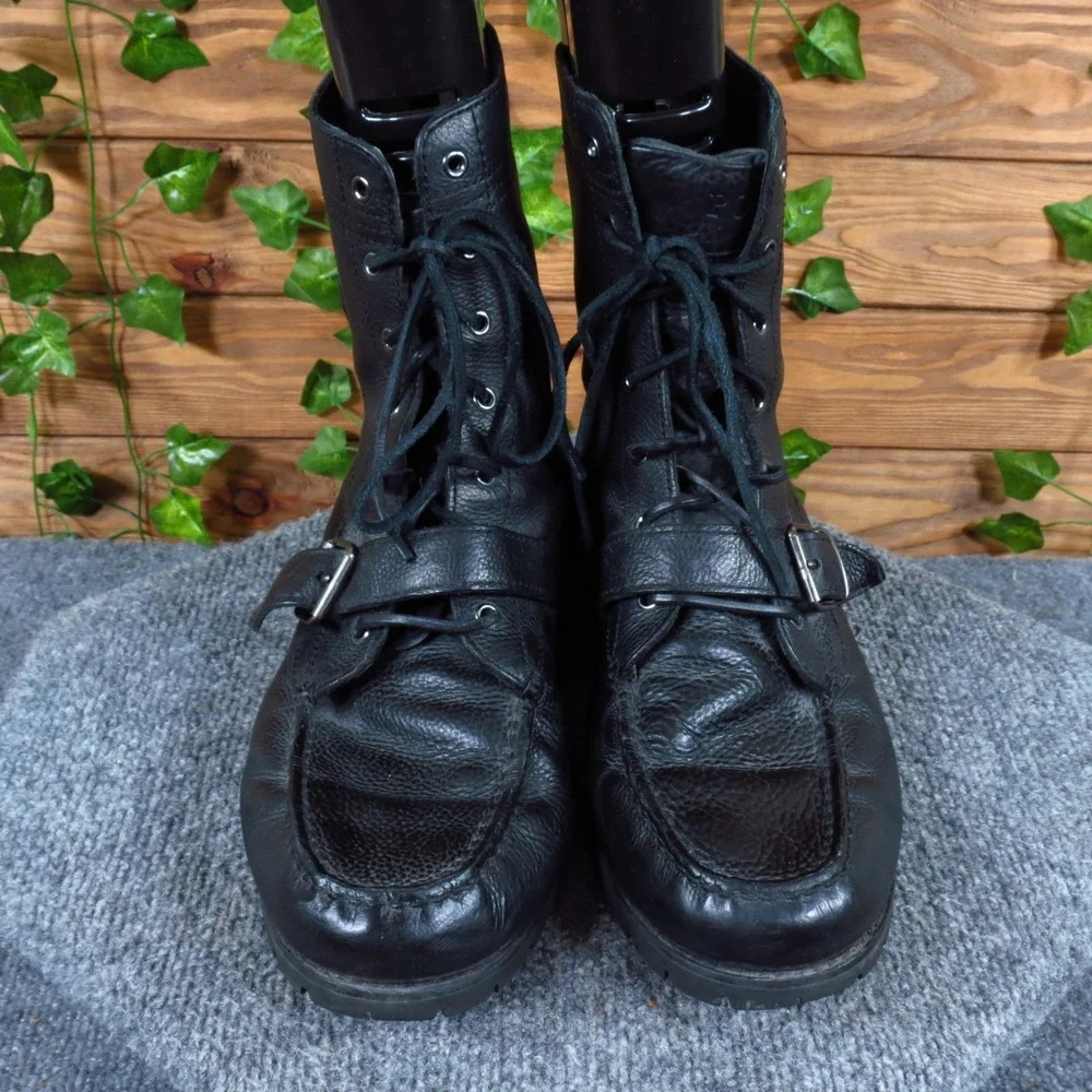 Polo Ralph Lauren Ranger Mens Boots Size 13 D Outdoor Combat Black Leather